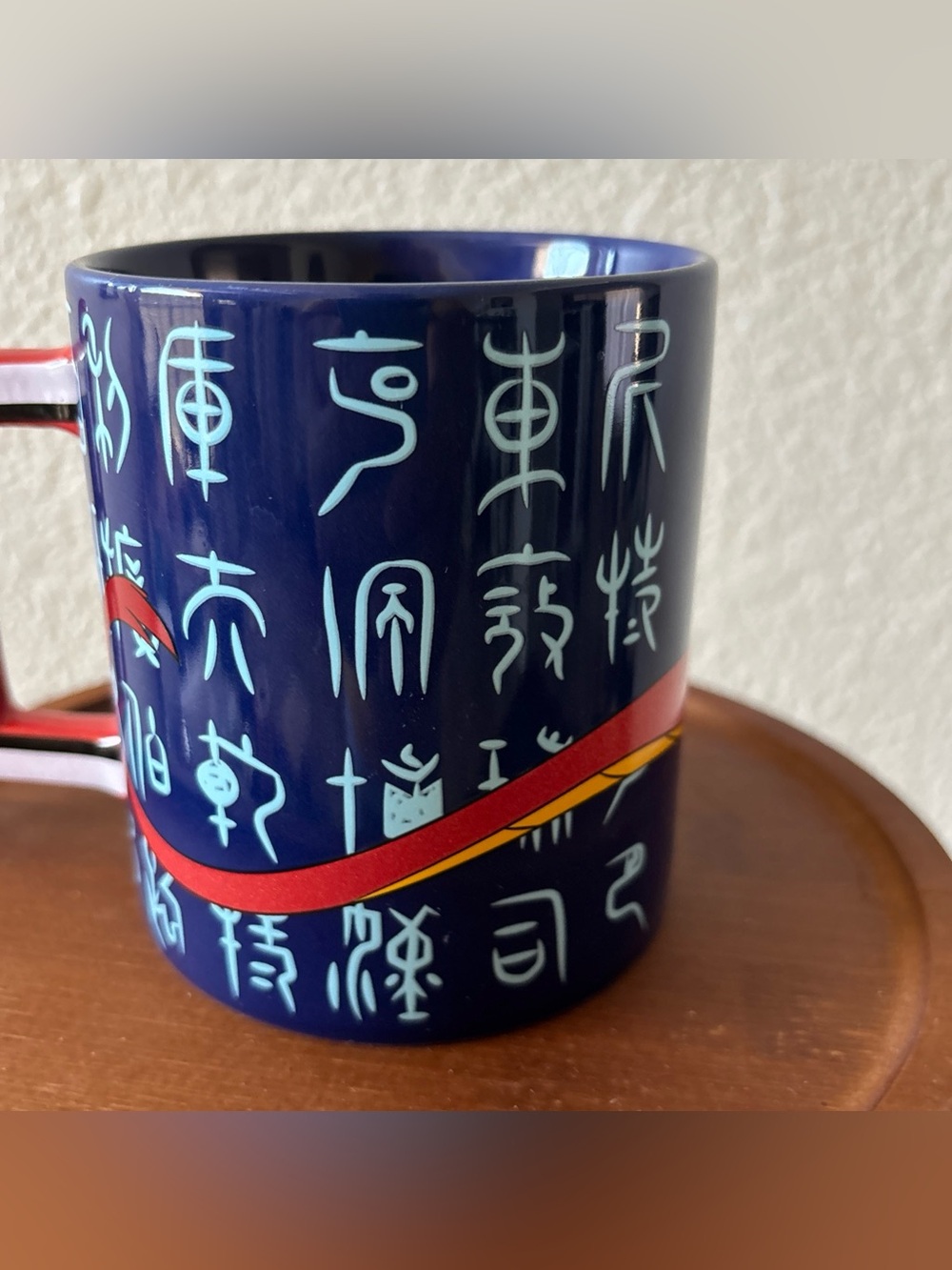 Disney Parks Mulan Mushu Dragon Ceramic Coffee Mug Chinese Characters Blue Red - Picture 8 of 9